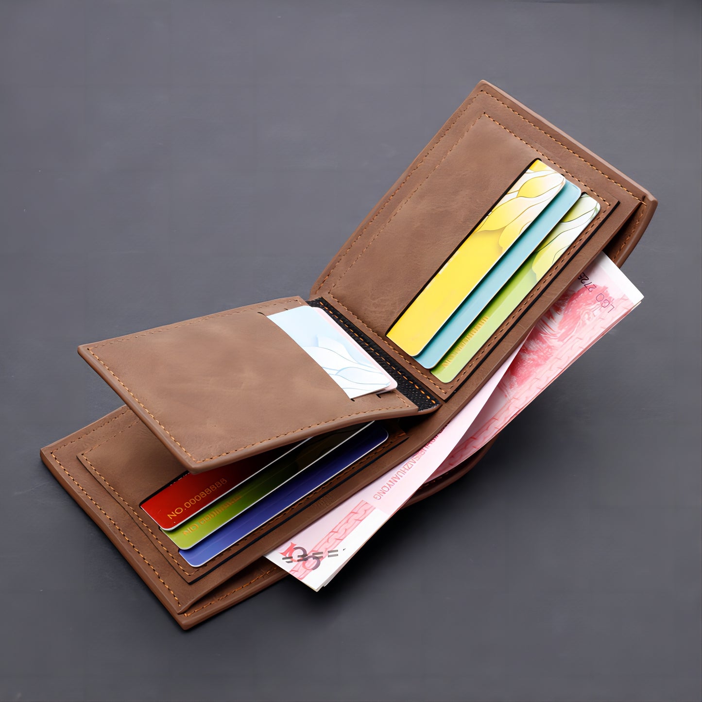 Cartera retro de cuero PU para hombre con nombre personalizado y texto, un regalo genial