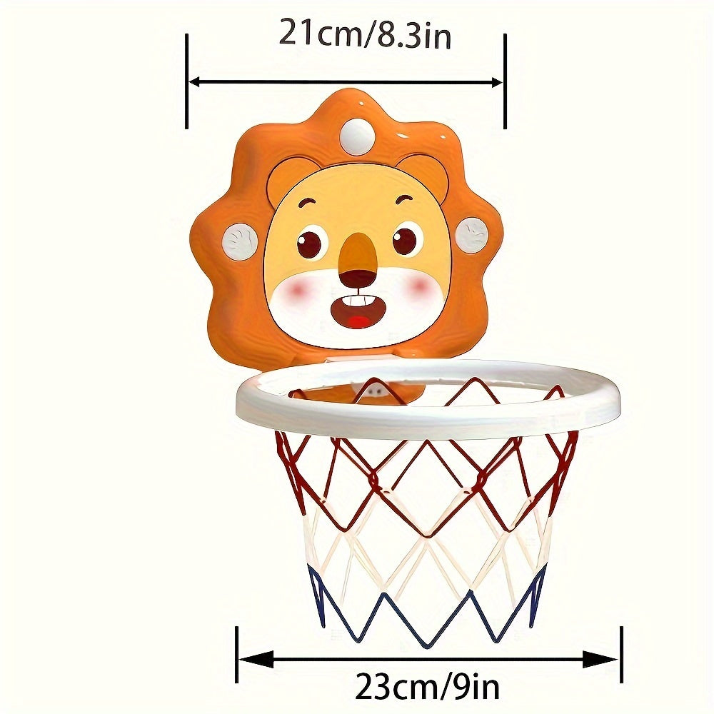 MAYAPHILOS Kids Basketball Hoop Set - Cartoon Animal Wall-Mounted Sports Toy with Mini Basketballs and Pump - Indoor Outdoor Playset for Boys and Girls - Educational Activity for Children Age 3+