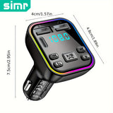 Cargador de coche con transmisor FM inalámbrico SIMR, doble USB y tipo C, carga rápida de 3,1 A, reproductor de MP3, manos libres, receptor de audio con luz ambiental, conector USB tipo C, acabado mate, adaptador hembra a macho.