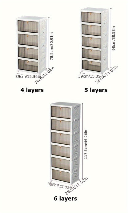 Multi-Functional Foldable Storage Box with Transparent Doors - Ideal for Clothes, Books, Toys - Classic Style, Floor-Mounted, Plastic Back - Bedroom, Bathroom, Office, Living Room Organization