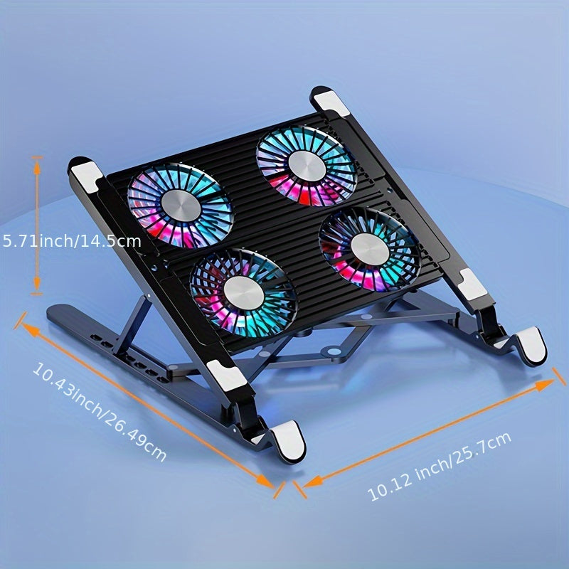 Radiador y soporte plegable para computadora portátil, soporte de almohadilla de enfriamiento con ventilador silencioso para Macbook, tableta, portátil, mesa de soporte para accesorios para computadora portátil