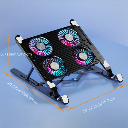 Radiador y soporte plegable para computadora portátil, soporte de almohadilla de enfriamiento con ventilador silencioso para Macbook, tableta, portátil, mesa de soporte para accesorios para computadora portátil