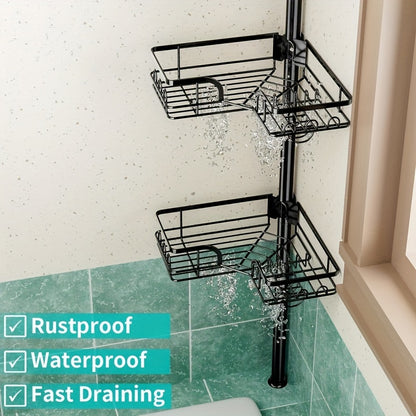 Adjustable Stainless Steel Corner Shower Caddy with Soap Holder - Rustproof & Waterproof, Fits 67.82cm to 275.08cm Spaces