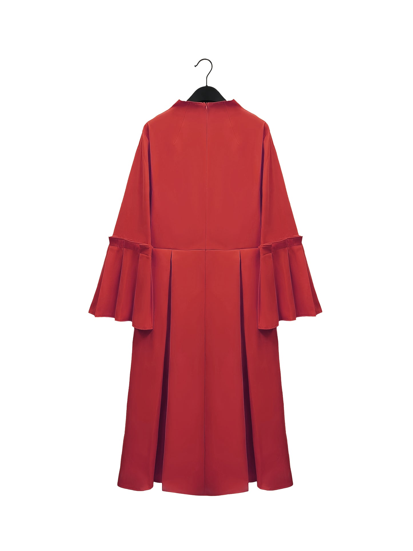 Plus Size Solid Color Dress, Elegant Flare Sleeve V Neck Dress For Spring & Fall, Women's Plus Size Clothing