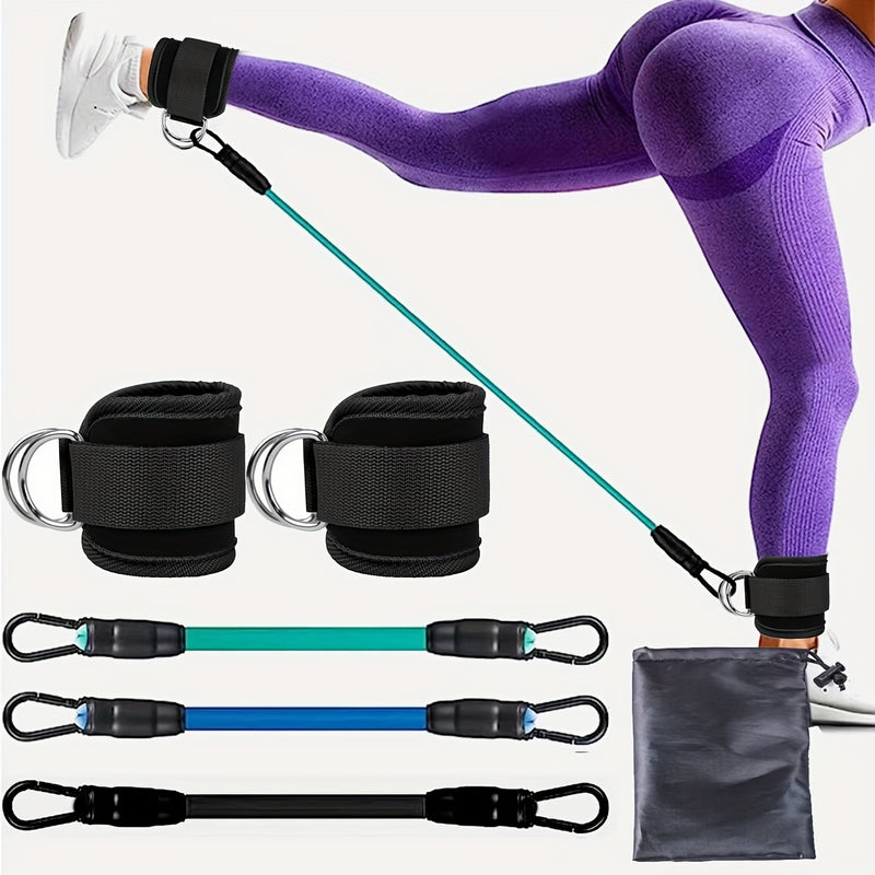 Adjustable Ankle Resistance Bands Set With Ankle Strap, Home Gym Booty And Leg Strength Training Equipment, Glute Kickback Straps