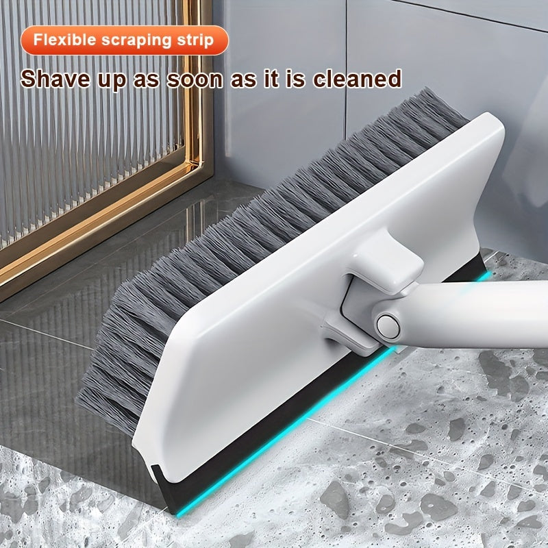 Multi-Purpose Floor Scrub Brush with Long Stainless Steel Handle - Rotating Head for Efficient Cleaning, Ideal for Bathroom, Kitchen, Carpet & Wall - Durable Hard Bristles, No Electricity Needed, Bathroom Cleaning Tools