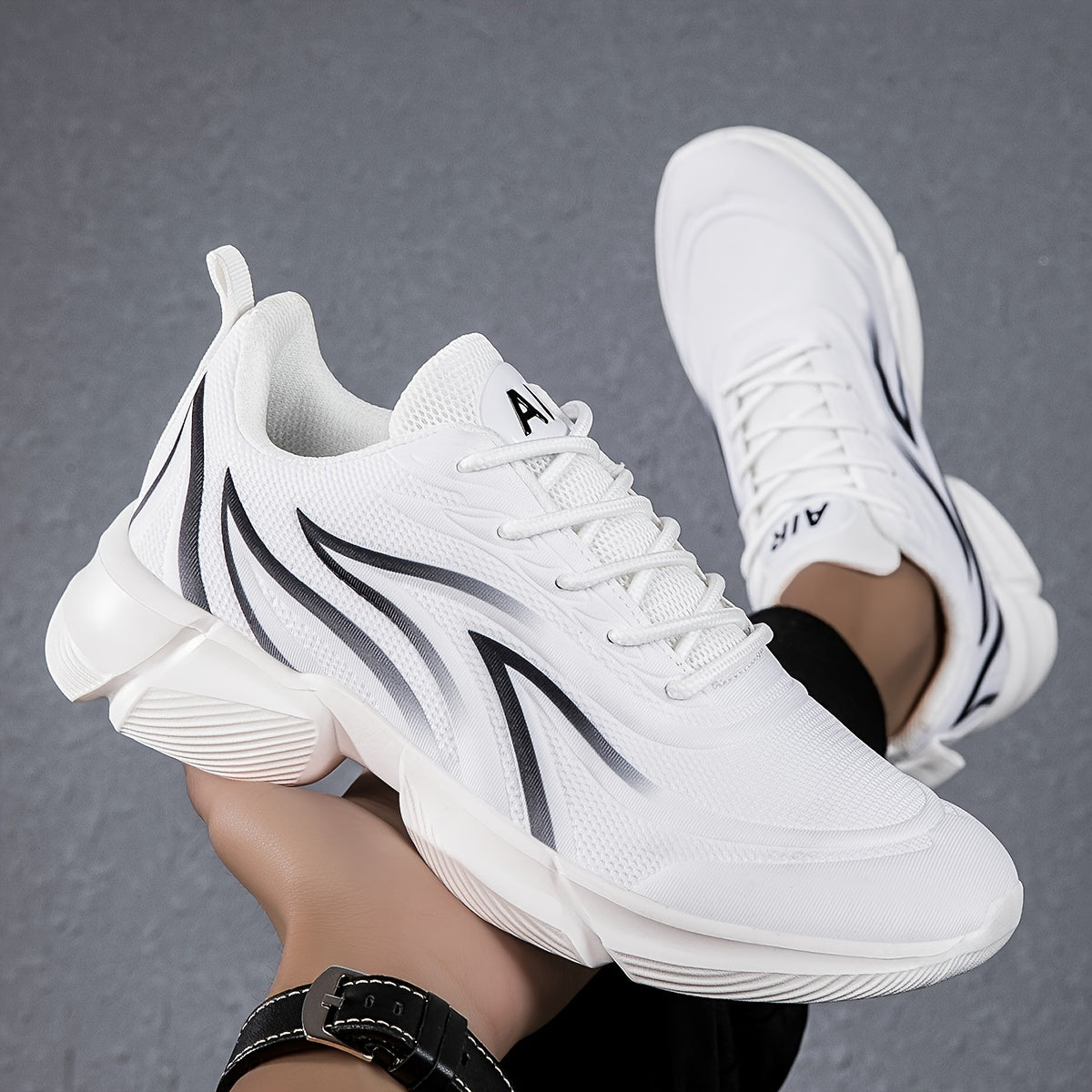 Men's Breathable Lightweight Sneakers - Comfortable, Non-Slip Running Shoes with Lace-Up Closure