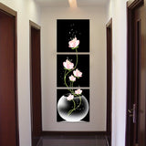 3 lienzos cuadrados con flores rosas, arte de pared para sala de estar, entrada, decoración del hogar, sin marco.