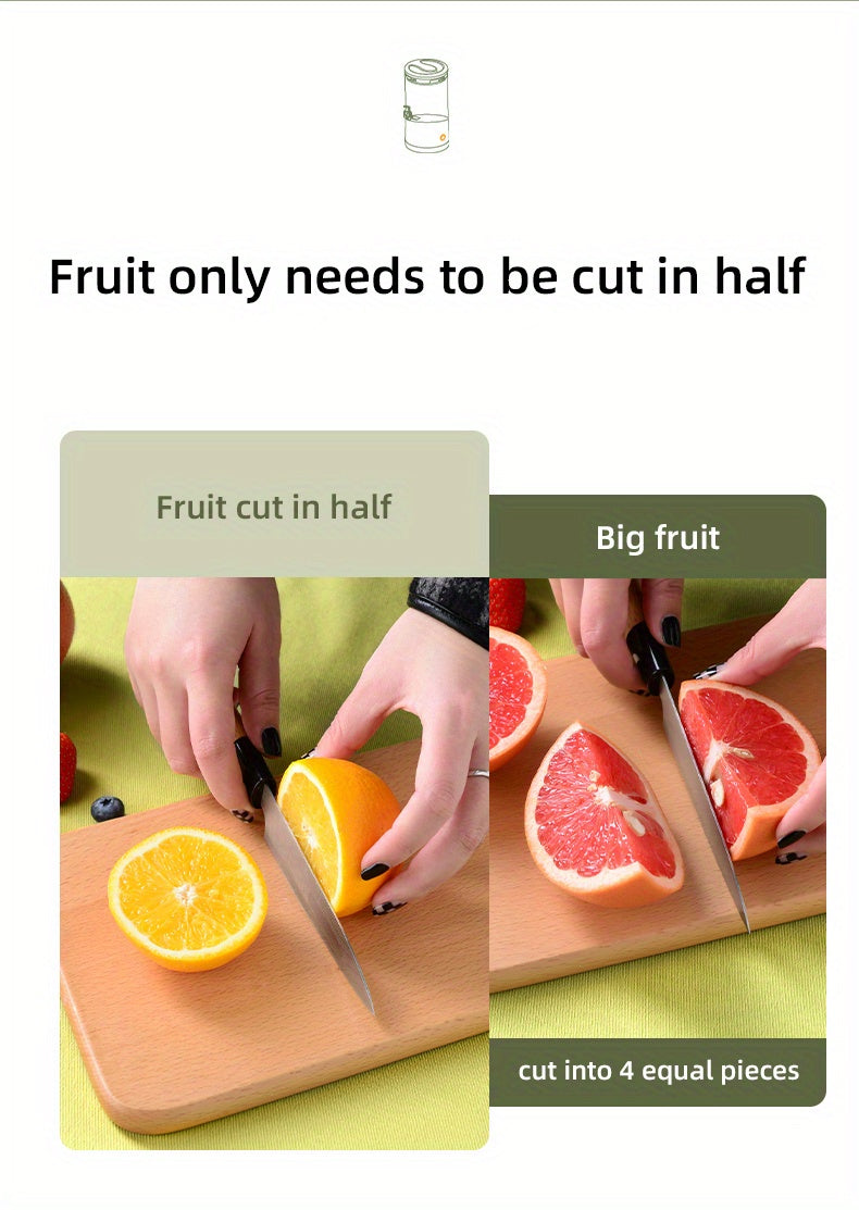 HHD Portable Citrus Juicer - Multi-Functional, Automatic Orange & Lemon Squeezer with Detachable Design, USB Rechargeable Battery, Food-Grade PP Material, Button Control - Ideal for Fresh Juice at Home, Home Juice Making|Mode