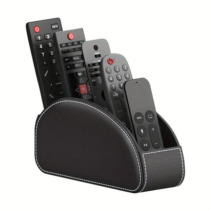 1pc PU Leather TV Remote Control Holder - 5-Compartment Desktop Storage Organizer for TV Controllers, Makeup Brushes, Stationery, Eyeglasses, and Mini Items - Stylish and Functional Storage Solution for Home, Bedroom, and Liv