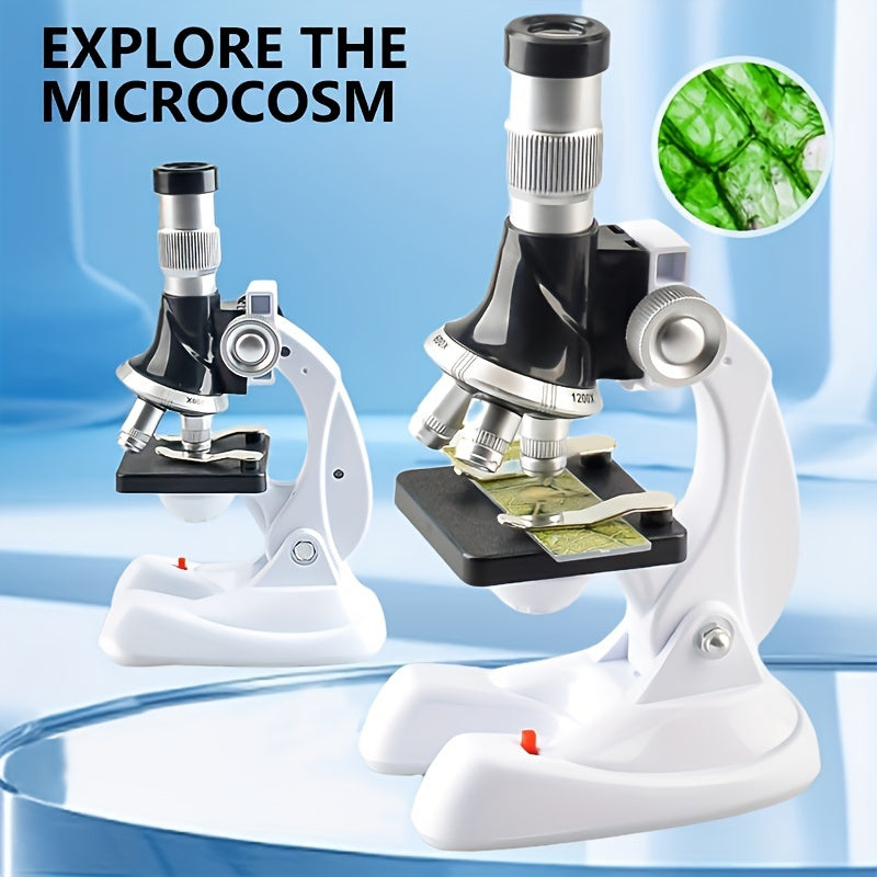 High-Definition Educational Microscope for Youngsters - 1200x Magnification, Triple Zoom Levels (100x/600x/1200x), Includes Slides &amp; Accessories, Perfect for Science Exploration &amp; Early Learning