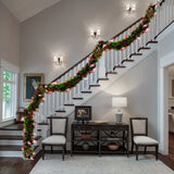 4.98meter Red & Green Metallic Twist Tinsel Garland with Shiny Ornaments, Plastic Christmas Tree & Party Supplies, Indoor & Outdoor Festive Decor, No Power Required