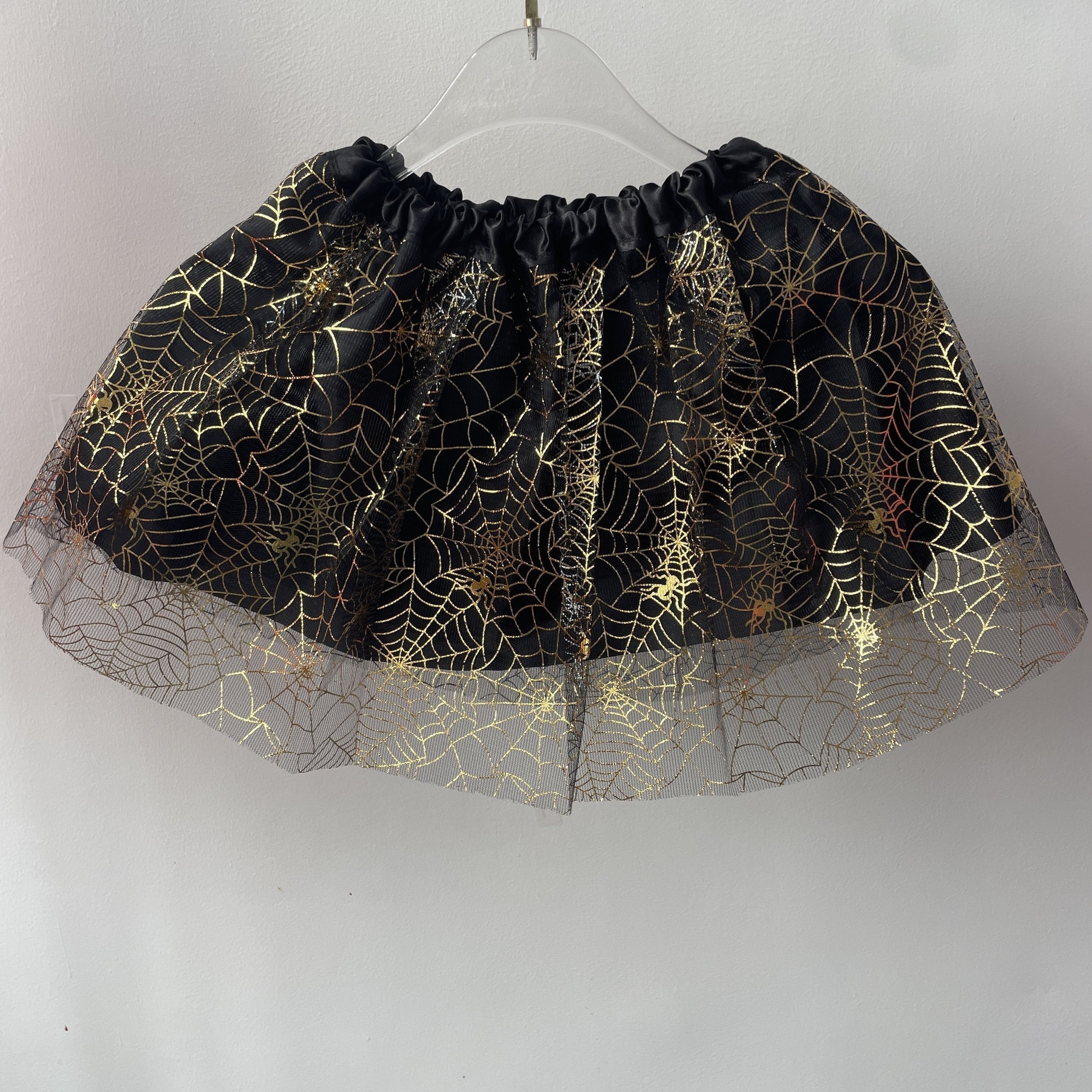 Artículos para disfraces de Halloween, falda de malla con tutú, falda corta con dibujos de telaraña, ideal para festivales, espectáculos de baile y otras ocasiones.