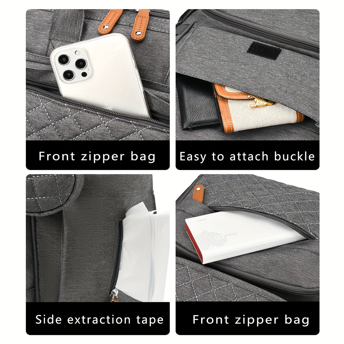 Mochila de gran capacidad, multifuncional, portátil, para mamá, con compartimentos múltiples para guardar biberones y pañales.