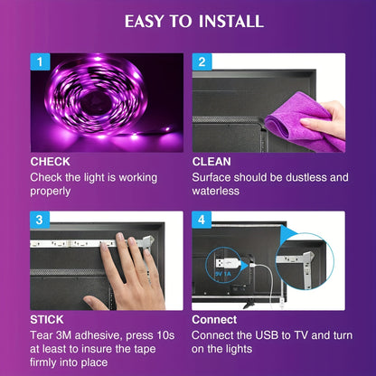 Tira de luces LED con control inalámbrico, iluminación RGB remota por infrarrojos, decoración para sala de estar, lámpara flexible, cadena decorativa