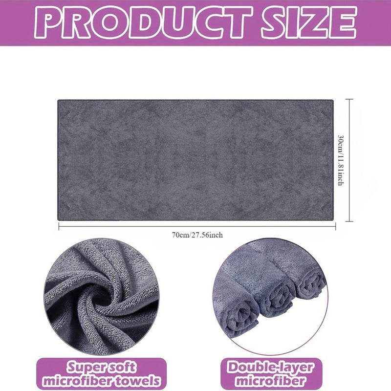 5-Pack Super Absorbent Polyester Cleaning Towels, Thick Non-Shedding Household & Car Wash Cloths, Multipurpose Wet Floor Warning Sign Included