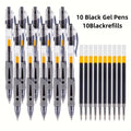 1pc, Complete set of 20 retractable gel pens, 0.5mm black gel pen, retractable gel ink ballpoint pen, 10 sets of gel pens + 10 gel pen refills, suitable for diary, office, school and home writing
