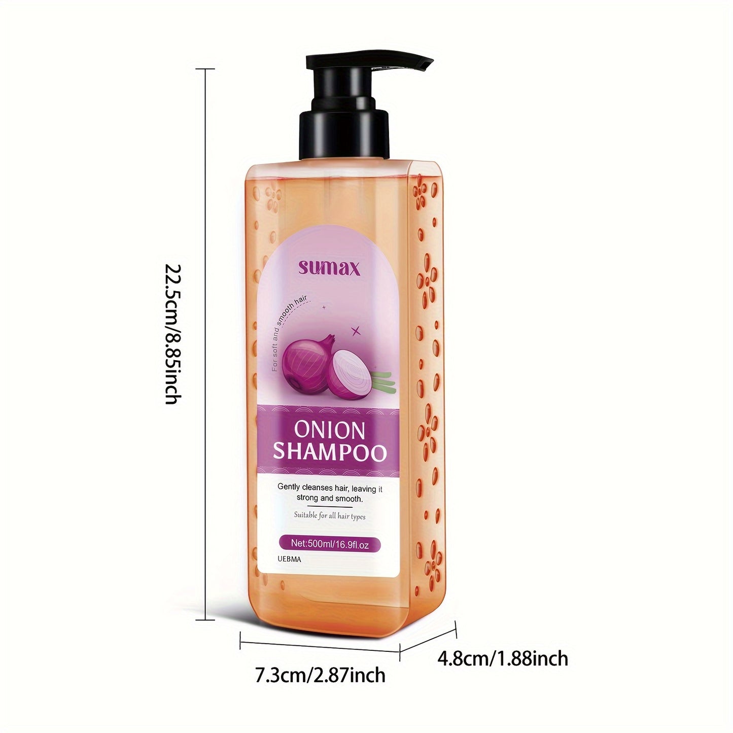 [Popular Choice] SUMAX Onion Biotin Scented Shampoo for Thicker, Fuller Hair - Reduces Loss, Enhances Shine, Controls Oil & Dandruff Removal, Suitable for All Hair Types, 500ml Large Capacity