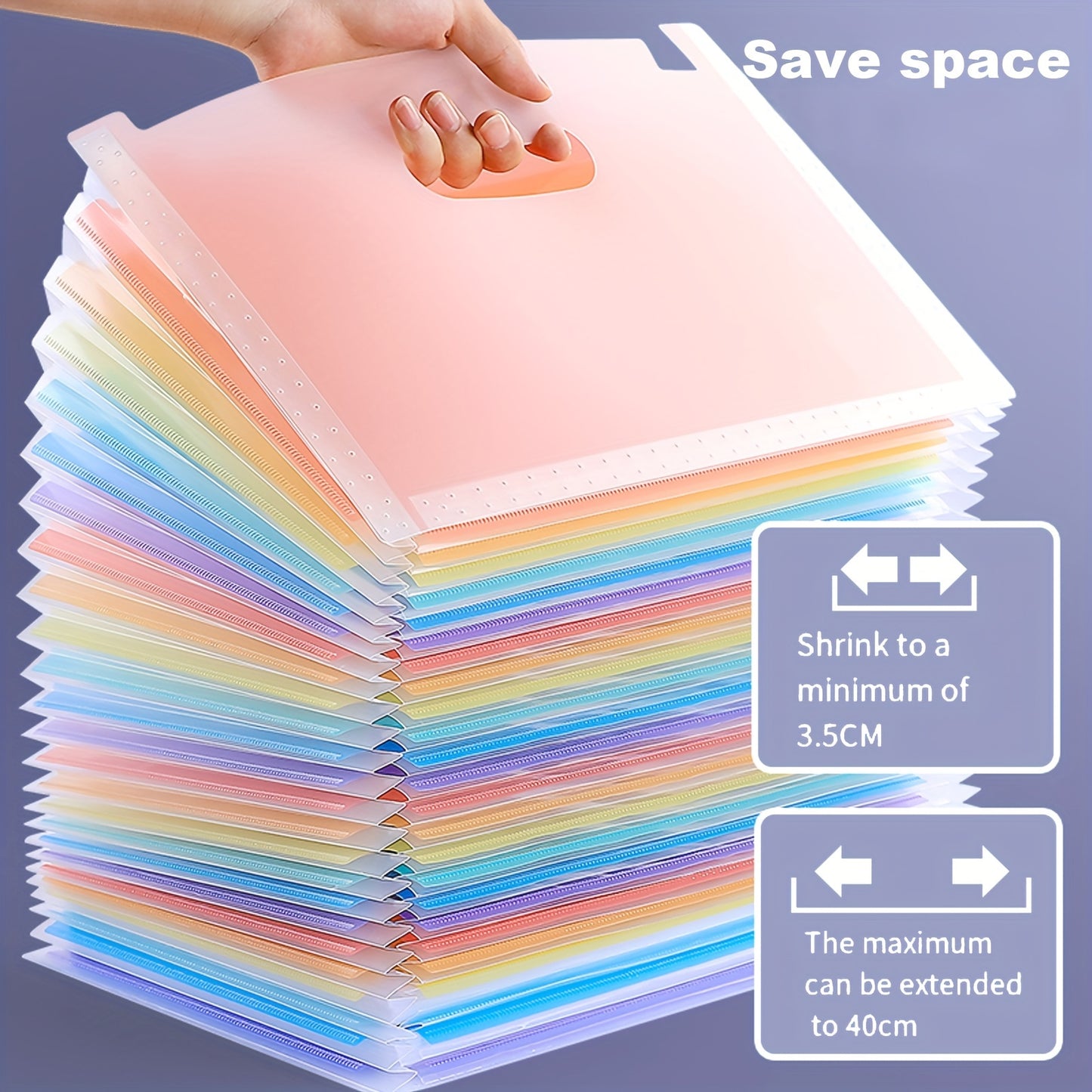 1pc Folder Multi-Purpose Standing Document Folder Expandable A4 File Folder 25 Pockets Colored Index Tabs For Office School Home