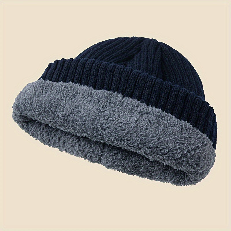 Unisex Security Embroidered Knit Beanie Hat - Acrylic Soft Warm Ribbed Winter Skull Cap with Fleece Lining for Men & Women