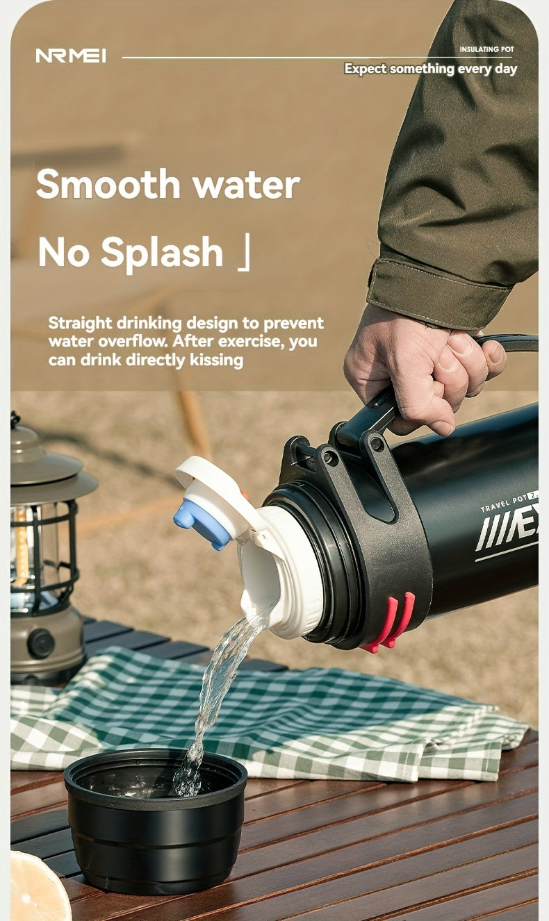 NRMEI Large Stainless Steel Insulated Water Bottle - 1L/2L/3L Capacity, Portable & Durable for Outdoor Activities, Travel, and Construction Sites