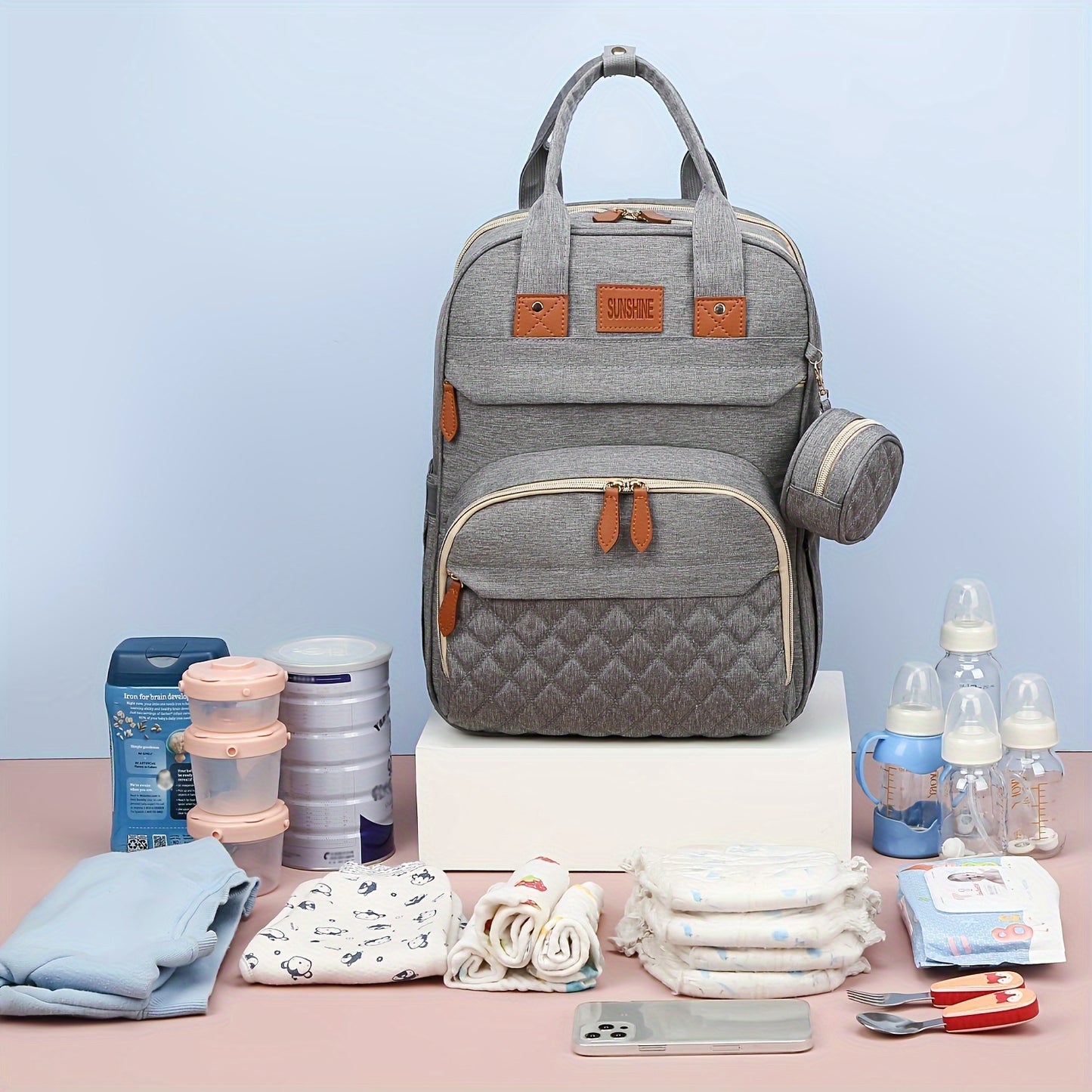 Mochila cambiadora Lamroro, cambiador con puerto de carga USB, multifuncional, gran capacidad y cambiador.
