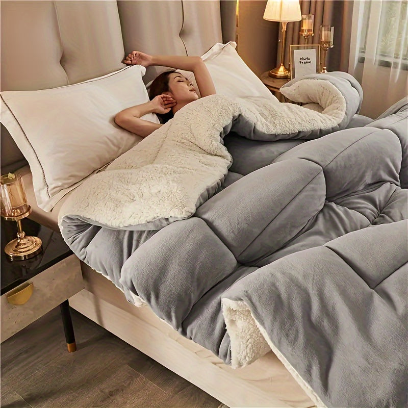 Reversible Plaid Comforter - Contemporary All-Season Quilted Duvet Insert with Box Stitch, Ultra Soft Milk Velvet Fabric, Medium Weight Polyester Fill, Machine Washable, Multipurpose - Available in 9 Sizes, Christmas Present