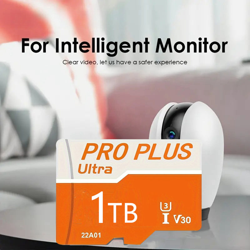 1TB PRO PLUS Ultra High-Speed Micro SD Card, U3 Class 10, V30, Durable Storage for Smartphones, Tablets, Cameras, Intelligent Security Surveillance Systems