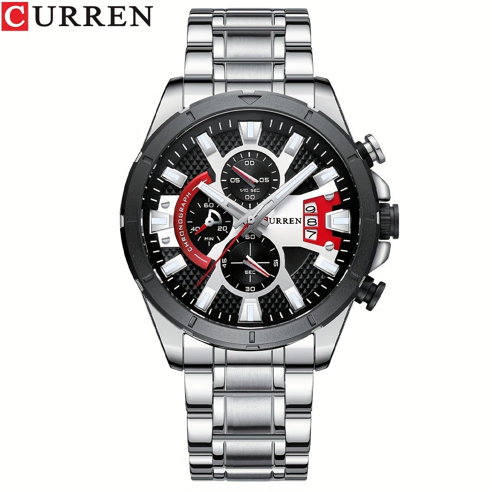 CURREN Men's Steel Strap Watch Multifunctional Timing Waterproof Wristwatch Men's Accessories