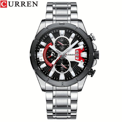 CURREN Men's Steel Strap Watch Multifunctional Timing Waterproof Wristwatch Men's Accessories
