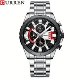 CURREN Reloj con Correa de Acero para Hombre Reloj de Pulsera Impermeable con sincronización Multifuncional Accesorios para Hombre