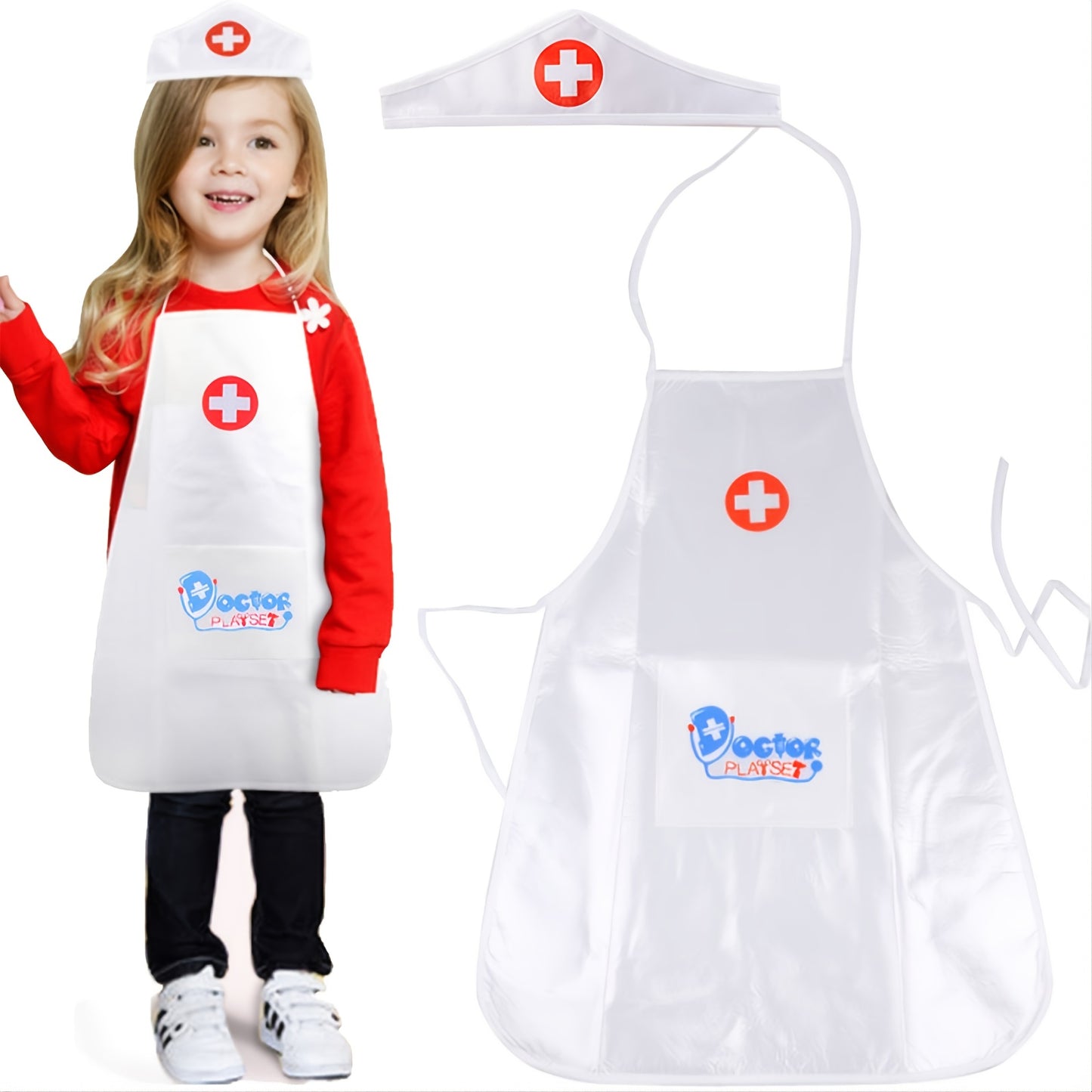 Kids Halloween Clothes, Toddler Baby Physician White Coat Occupational Role Performing Dress, Kindergarten Play Home Game Nurse Costume For Boys And Girls