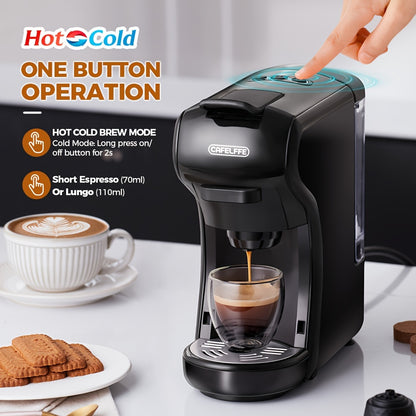 Cafetera de cápsulas 3 en 1 CAFELFFE, control de temperatura (caliente/frío), calentamiento, compatible con Dolce Gusto y café molido, cafetera automática para la cocina del hogar, gran regalo para Halloween, Navidad o Año Nuevo