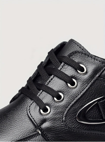 Botas de cuero para hombre, calzado térmico de invierno, botas de senderismo cortavientos con forro afelpado