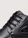 Men's Leather Boots, Winter Thermal Shoes, Windproof Hiking Boots With Fuzzy Lining