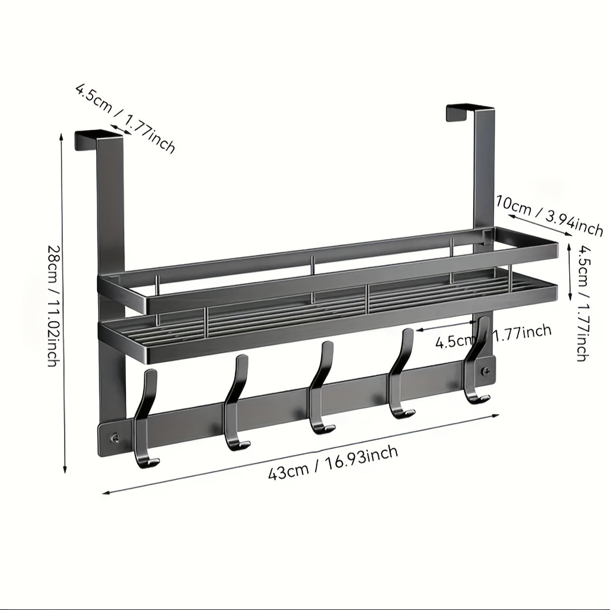 1 perchero metálico elegante para colgar sobre la puerta. Fácil de instalar, no requiere taladros. Organizador de almacenamiento moderno para dormitorio, baño y cocina. Ideal para colgar bolsos, zapatos y más.
