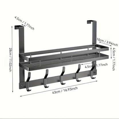 1 perchero metálico elegante para colgar sobre la puerta. Fácil de instalar, no requiere taladros. Organizador de almacenamiento moderno para dormitorio, baño y cocina. Ideal para colgar bolsos, zapatos y más.