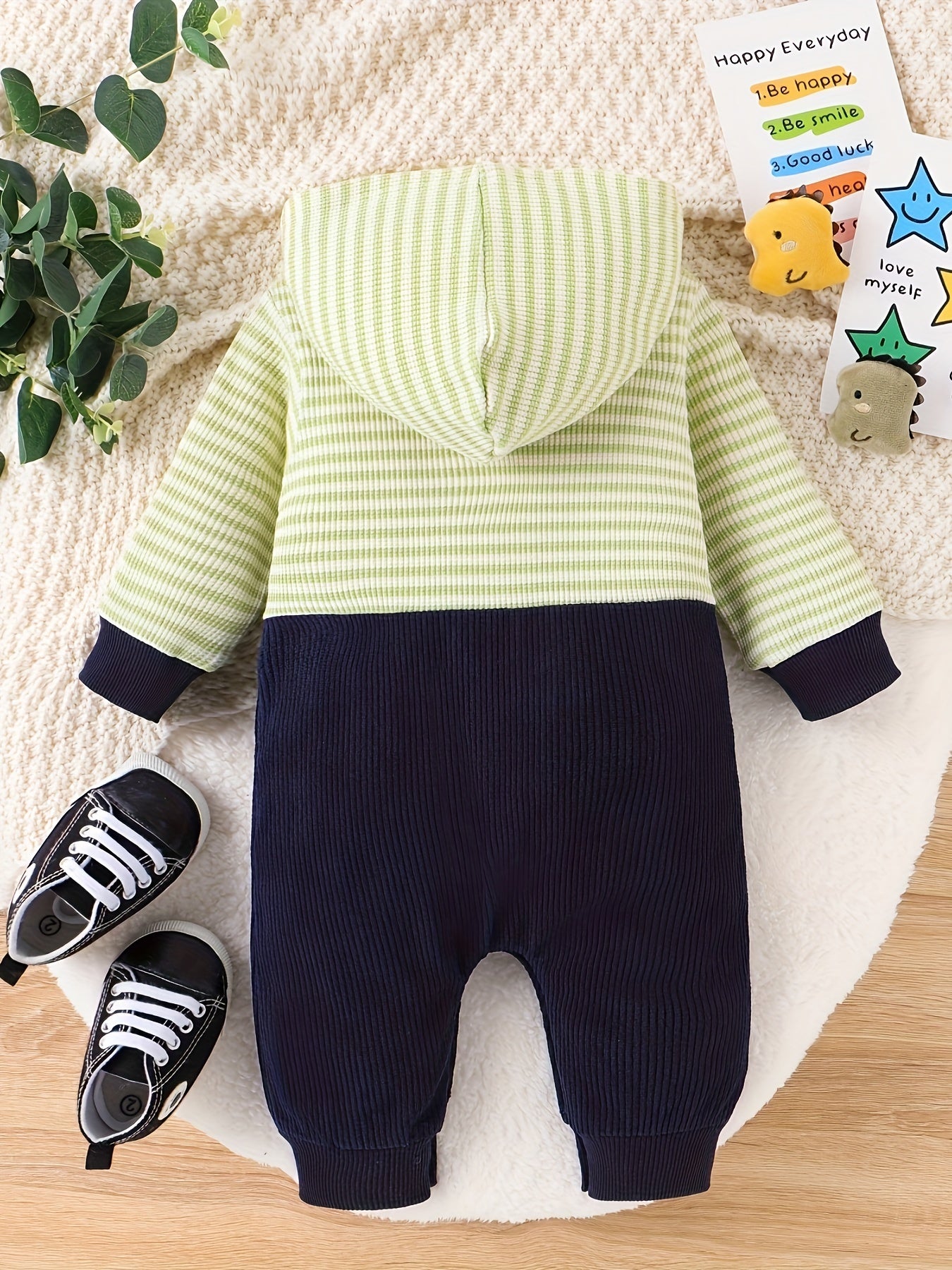 Body con capucha y estampado de dibujos animados de manga larga para bebés de 0 a 18 meses para invierno/otoño