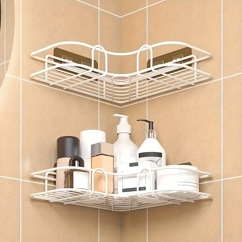 1pc Triangle Wall Mounted Shower Caddy Rack for Bathroom and Kitchen - Easy Installation, Convenient Storage, and Organization of Bathroom Accessories bathroom accessories Bath/Bathroom Accessories