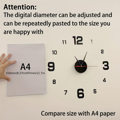 Nordic Style Living Room Wall Clock, DIY Silent Self-adhesive Wall Clock Decoration, Simple Cover Decoration Clock, Silent Digital Wall Sticker Clock, Acrylic Creative Clock, Living Room Bedroom Wall Sticker Creative Clock (b