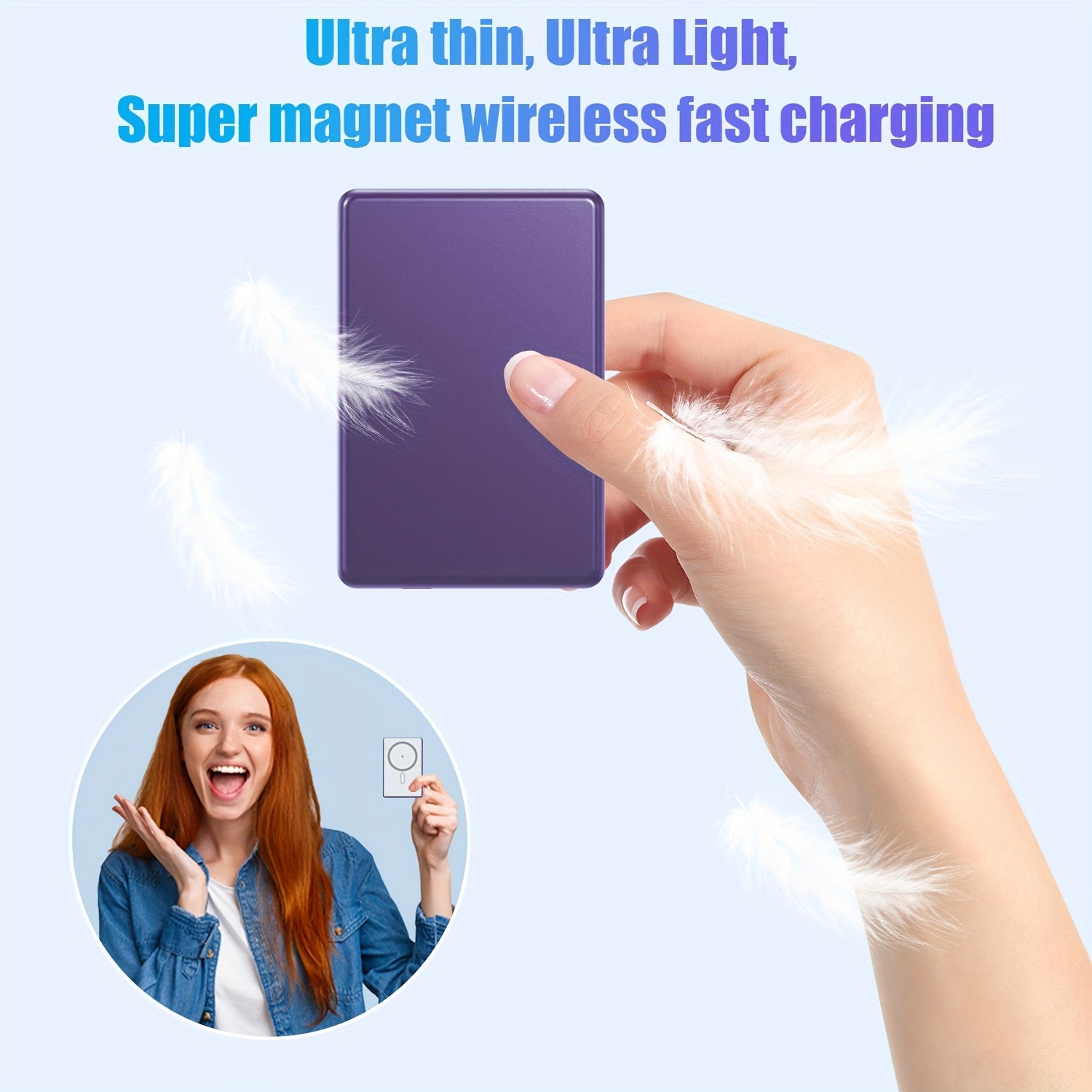 Magnetic Wireless Charger Power Bank, 15W USB-C PD Fast Charging, 5000mAh Portable Battery with LED Display, Lithium Polymer Rechargeable, USB Charging ≤36V for iPhone 15/14/13/Pro/Mini/Pro Max