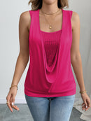 Sequin Decor Ruched Tank Top, Casual Summer Sleeveless Top, Women's Clothing