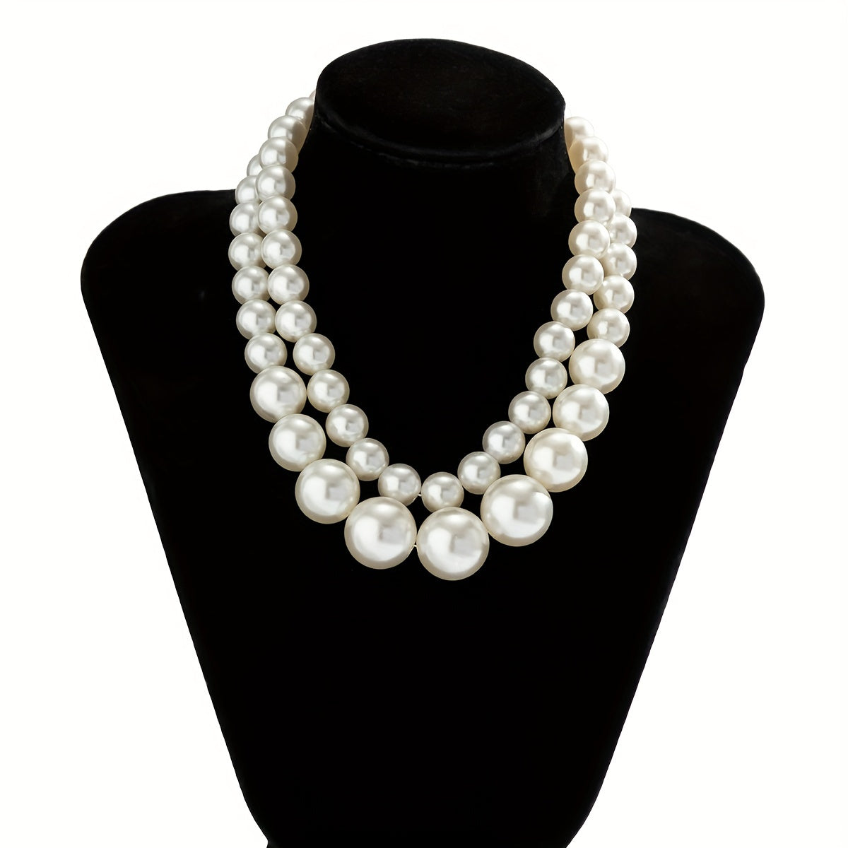 Juego de 2 collares de perlas de imitación de estilo barroco, exagerados, para el cuello, joyería, regalo y decoración.