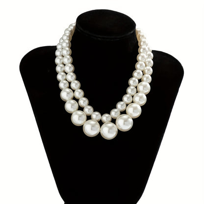 Juego de 2 collares de perlas de imitación de estilo barroco, exagerados, para el cuello, joyería, regalo y decoración.