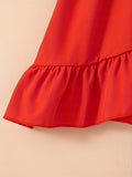 HWMFSNHFZ Elegant Girls Solid Ruffle Trim Sleeveless Belted Dress Summer Clothes Party