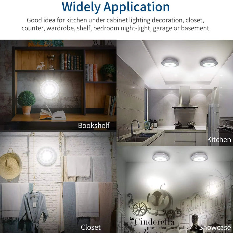Dimmable LED Under Cabinet Lighting Kit with Remote Control - 6500K Cool White Light, Battery-Powered, Perfect for Closets & Kitchens (Batteries Not Included)