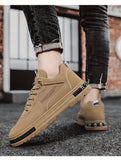 1pc Men's Lace-Up Sneakers - Casual/Retro/Street Style, All-Season, Solid Color, Breathable Low-Top Shoes with PU Upper, Fabric Lining, PVC Sole, Cloth Insole, Round Toe, for Daily & Outdoor Activities / Construction Work, Me