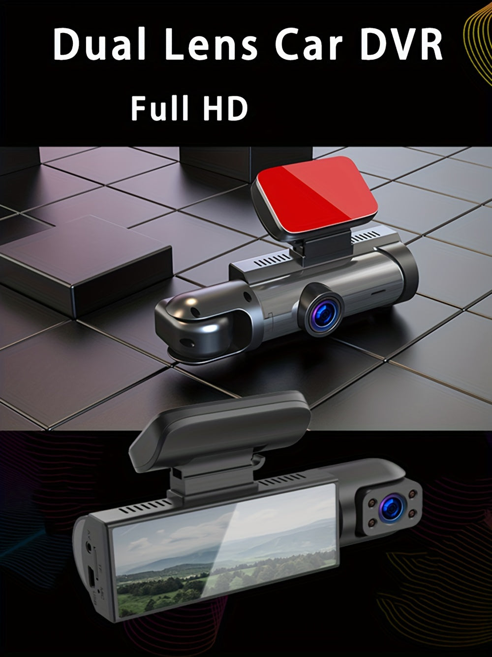Ouyaaqii HD Dash Cam with 64GB High-Speed Memory Card, Fast Car Charger Bundle, 1080P Night Vision, Alloy Sun-Proof Case, Front & Interior Dual Lens - Upgraded Security Camera
