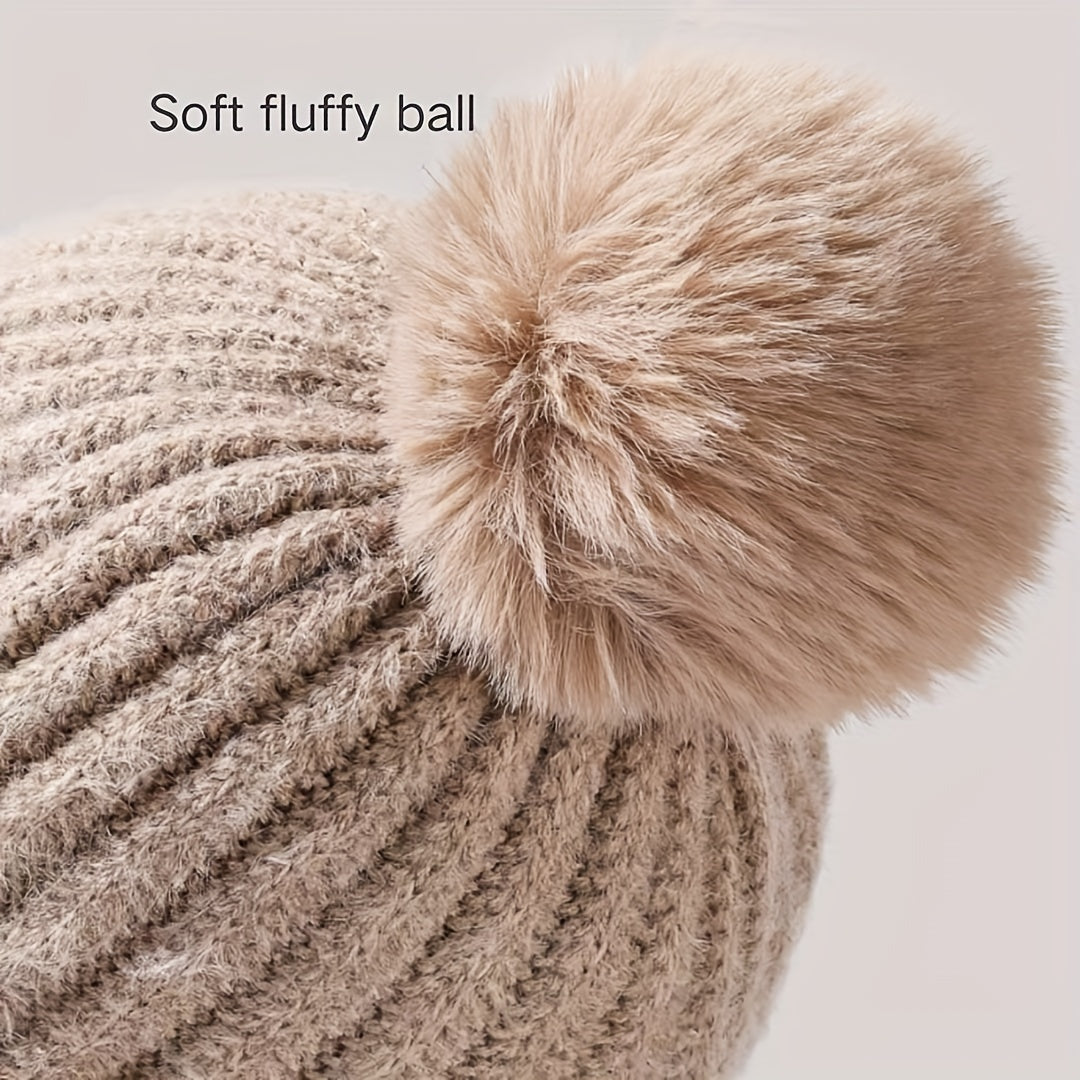 1pc Winter Warmth Acrylic Fleece-Lined Knit Beanie with Ear Flaps, Windproof Neck Gaiter Hood for Outdoor Cycling, Stretchable New Year'S Gift Hat, 100% Acrylic Woven Craftsmanship