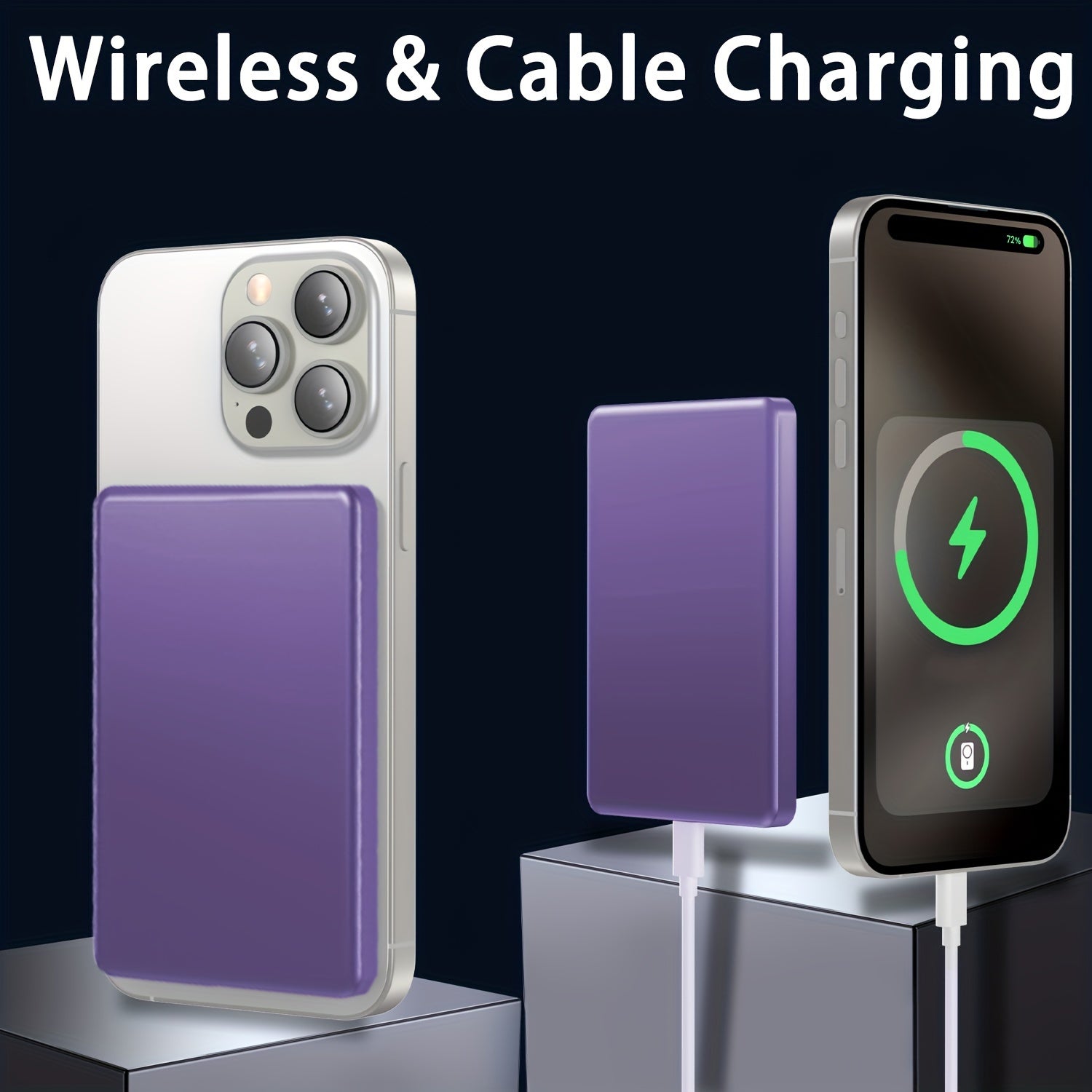 Magnetic Wireless Charger Power Bank, 15W USB-C PD Fast Charging, 5000mAh Portable Battery with LED Display, Lithium Polymer Rechargeable, USB Charging ≤36V for iPhone 15/14/13/Pro/Mini/Pro Max